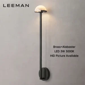 Luxury Decorative Brass Modern LED Wall Lamp Marble Bedroom Wall Sconce Alabaster Minimalist 3000K Warm Light CRI 90