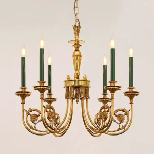 Luxury Decorative Living Room Dining Room Bronze Pendant Lamp 5 Lights Antique Brass Candle Chandelier