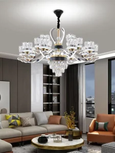 Luxury Designer Crystal Chandelier Modern Minimalist Illuminated LED Arm Pendant Lamp for Grand Hotel Lobby Living Room Decor