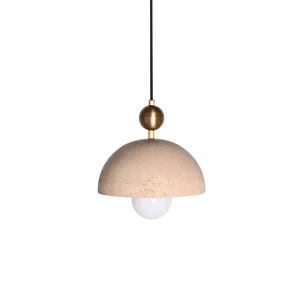 Luxury Elegant Decorative Lighting Semicircle Natural Travertine Stone Restaurant Dining Room Chandelier Pendant Light