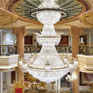 Luxury Empire Style Crystal Chandelier LED Gold Finish 5 Year Warranty for Hotel Lobby Villa Living Room Custom Pendant Light