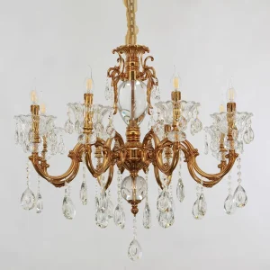 Luxury European Gold Crystal LED Chandelier 6 Lights 2700K Vintage Pendant Lamp AC 85-265V Living Dining Rooms Hotel Decoration