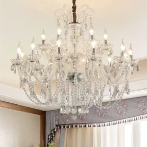 Luxury European Style Crystal Chandelier Modern Candle Pendant Light LED Middle Bedroom Living Room Dining Room Wedding