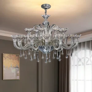Luxury French All Copper Crystal Chandelier Modern LED Hanging Pendant Light for Indoor Home Decoration