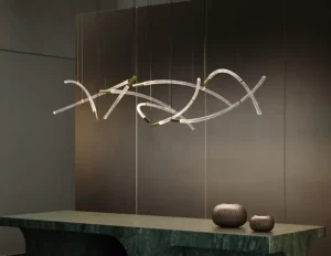 Luxury Glass Crystal Wand De Drops Style Light Flare Linear Light Restaurant Lounge Salon Office Building Chandelier