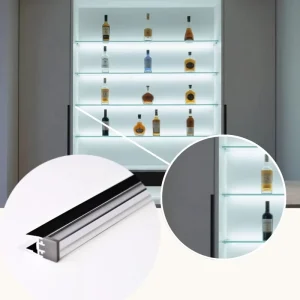 Luxury Glass Display Cabinet LED Lighting Aluminum Profile with Double Diffuser Soft Light Design 12V Dimmable