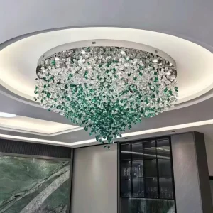Luxury Glass LED Chandelier Pendant Light E12 Bulb Base for Villa Hotel Lobby Staircase Installation Solutions