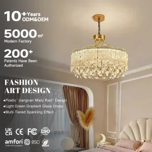 Luxury Glass LED Chandelier Pendant Light for Guest Suite Banquet Hall Lobby Bistro Space