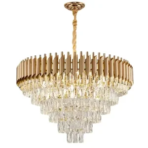 Luxury Golden Iron Crystal Pendant Lamp Middle Size Ceiling Chandelier for Hotel or Home Living Room Decor Light Fixtures