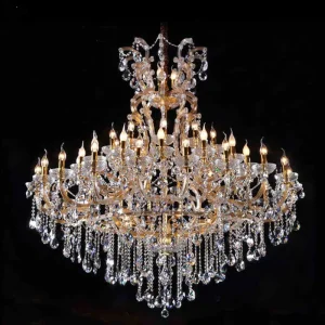 Luxury Golden Maria Theresa Wedding Hotel Lobby Hanging Decoration K9 Crystal Large Chandelier Pendant Lights