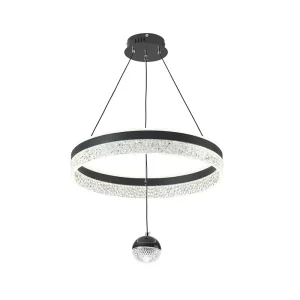 Luxury Ice Crack Ring Adjustable Height High Brightness LED Chandeliers Pendant Lamp Black Multi Color Temp 80