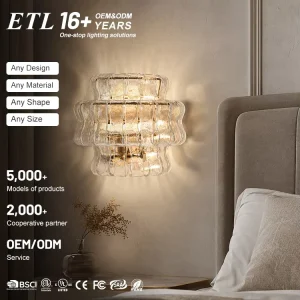 Luxury Indoor Decoration Murano Handmade Glass LED Sconce Wall Lamp for Living Room Hotel Bedroom Villa