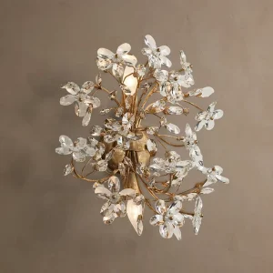 Luxury Iron K9 Crystal Floral Wall Sconce Modern Artistic Branch Design Light Bedroom Hallway Designer Interior Project Custom