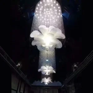 Luxury Lotus Crystal Beads Chandelier Custom Decorative Lighting for Hotel Lobby Hospitality Reception Area Project