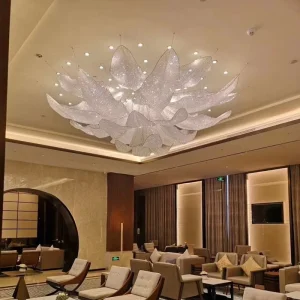 Luxury Lotus Crystal Chandelier Custom Decorative Lighting for Hotel Lobby Hospitality Reception Area Project
