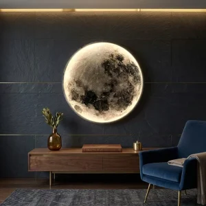 Luxury Lunar Modern LED Moon Wall Sconce 3 Color Dimmable Custom Planet Wall Light for Hotel & Commercial Projects