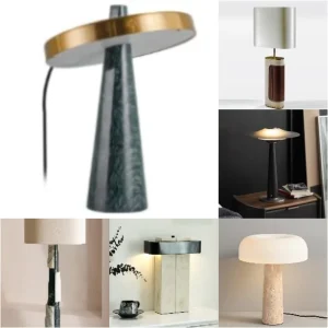 Luxury Marble Base Table Lamp with Metal Shade Elegant Light for Home & Hospitality Spaces