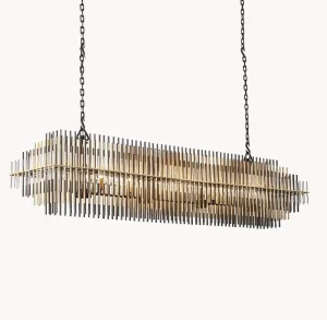 Luxury Metal American Black Rectangular Chandelier Light Hotel Modern Glass Pendant for Kitchen Island Decorative