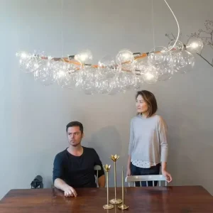 Luxury Modern Art Glass Chandelier Contemporary Hand Blown Green Glass Bubble Pendant Light