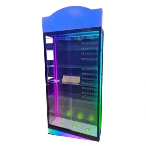 Luxury Modern Black Tempered Glass Heavy Duty Durable Extra Vision Display Cabinet LED Lighting Waterproof Eco-Friendly Retail