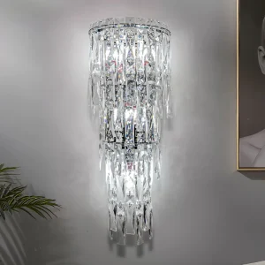 Luxury Modern Crystal Bedroom Wall Lamp with LED Touch Control E14 Base Starry Design Dimmable