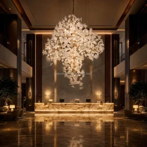 Luxury Modern Crystal Chandelier Adjustable Height LED Custom Copper Material Designer Pendant Lights for Villa Staircases