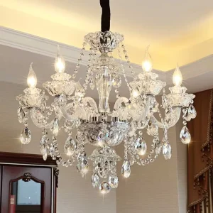 Luxury Modern Glass Arms Hanging Chandelier Lights Living Room Hotel Indoor Decorative Pendant Lamps K9 Crystal