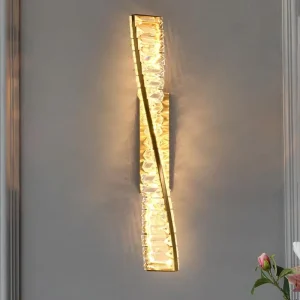 Luxury Modern Gold Iron Wall Lamp Crystal Helical Design LED Light Source Indoor Decoration Wall Light Bedroom