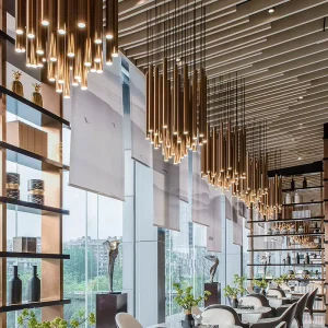Luxury Modern Gold Long Tube Pendant Light Bedroom Hotel Shape Chandelier Pendant Light