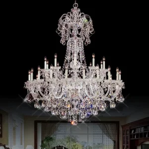 Luxury Modern Hotel Chandelier K9 Crystal LED Light Multiple Color Temperatures (2700K-6000K) for Hotel Lobby Rooms