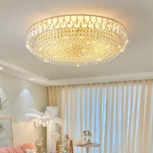 Luxury Modern LED Iron Crystal Ceiling Lights for Home Office Living Room and Hotel Surface Mounted