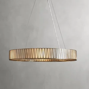 Luxury Modern LED Villa Chandelier Hanging Adjustable Height Dimmable Large Round Ring Pendant Lamp for Hotel Lobby Home Decor