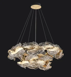 Luxury Modern Long Hanging Home Dining Unique Shape Decoration Chandelier Lamp LED Handmade Glass Ceiling Pendant Light