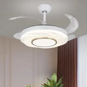 Luxury Modern Metal Ceiling Fan with Light and Remote Control for Hotel Bedroom Decor