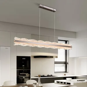 Luxury Modern Minimalist Long Hanging Home Dining Bar Chandelier Lamp Aluminum Acrylic Iron Adjustable Height LED Pendant Light