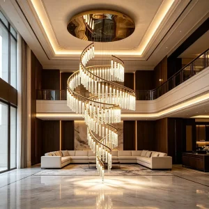 Luxury Modern Spiral Crystal LED Chandelier Ceiling Pendant Light for Hotel Lobby & Living Room