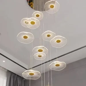 Luxury Modern Spiral Staircase Chandelier Creative Flower Acrylic LED 2700K AC 85 265V Pendant Light Villa