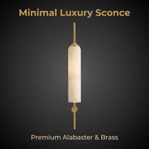 Luxury Natural Alabaster LED Wall Sconce Long Brass Metal Dimmable Modern Design High CRI 90 Bedroom Hallway Entryway Home Hotel
