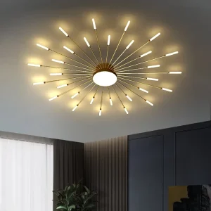 Luxury Nordic Acrylic LED Ceiling Light Remote Rotating Fireworks Effect High CRI 95 for 30 Square Meters Living Room Bedroom