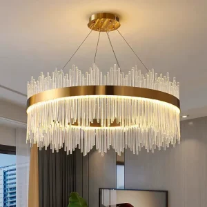 Luxury Post modern Vintage Round Indoor Gold Crystal Glass Chandeliers Hanging Pendant Ceiling Lamp Lights Fixture