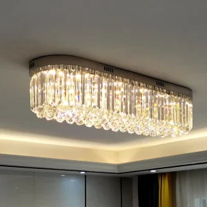 Luxury Rectangular Dining Room Crystal Chandelier Modern Ceiling Light Lamp Pendant Fixture Ceiling Hanging Light