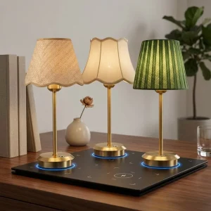 Luxury Retro Ambient Centerpiece Lighting for Wedding Event Rechargeable Vintage Cordless Table Lamp Set with Multi Charging Pad