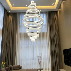 Luxury Ring Chandelier Light Modern Glass Ceiling Lamp for Hotel Lobby Villa Duplex Staircase Indoor Room Decorations