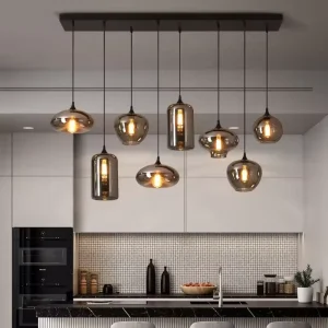 Luxury Smoky Grey Modern E27 Glass Chandelier 8 Heads 10 Heads Decorating Dining Room Glass Pendant Light