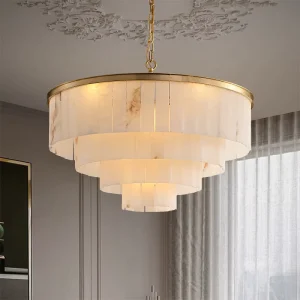 Luxury Solid Copper Spanish Onyx Ceiling Chandelier Minimalist Villa Living Room Dining Bedroom Tea Room Custom Pendant Light