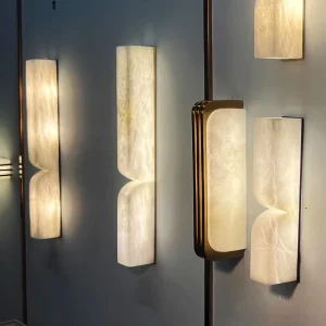 Luxury Spanish Alabaster Wall Lamp Modern Art Deco Natural Stone Sconce for Boutique Hotel Hallway Lighting