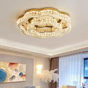 Luxury Style Living Room Flower Shape Crystal Ceiling Light Modern Art Dining Room Bedroom Round Ceiling Light