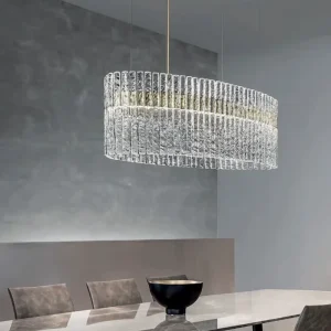 Luxury Villa Hotel Oval Crystal Pendant Light Decorative Led Lighting Fixture Modern Crystal Chandelier