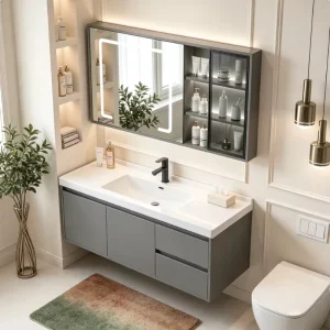 Luxury Villa Hotel Project Modern Luxury Bathroom Vanity Wall-Mounted Floating Washbasin OEM ODM