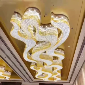 Luxury White Pendant Lighting Dinning Hotel Project Restaurant Decorative Ring Crystal High Ceiling Chandeliers